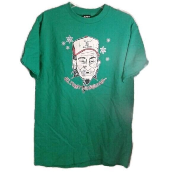 Hybrid Tees Size L Mens Green "Nice Rack" All I Want For Christmas T-Shirt NEW - Picture 1 of 5